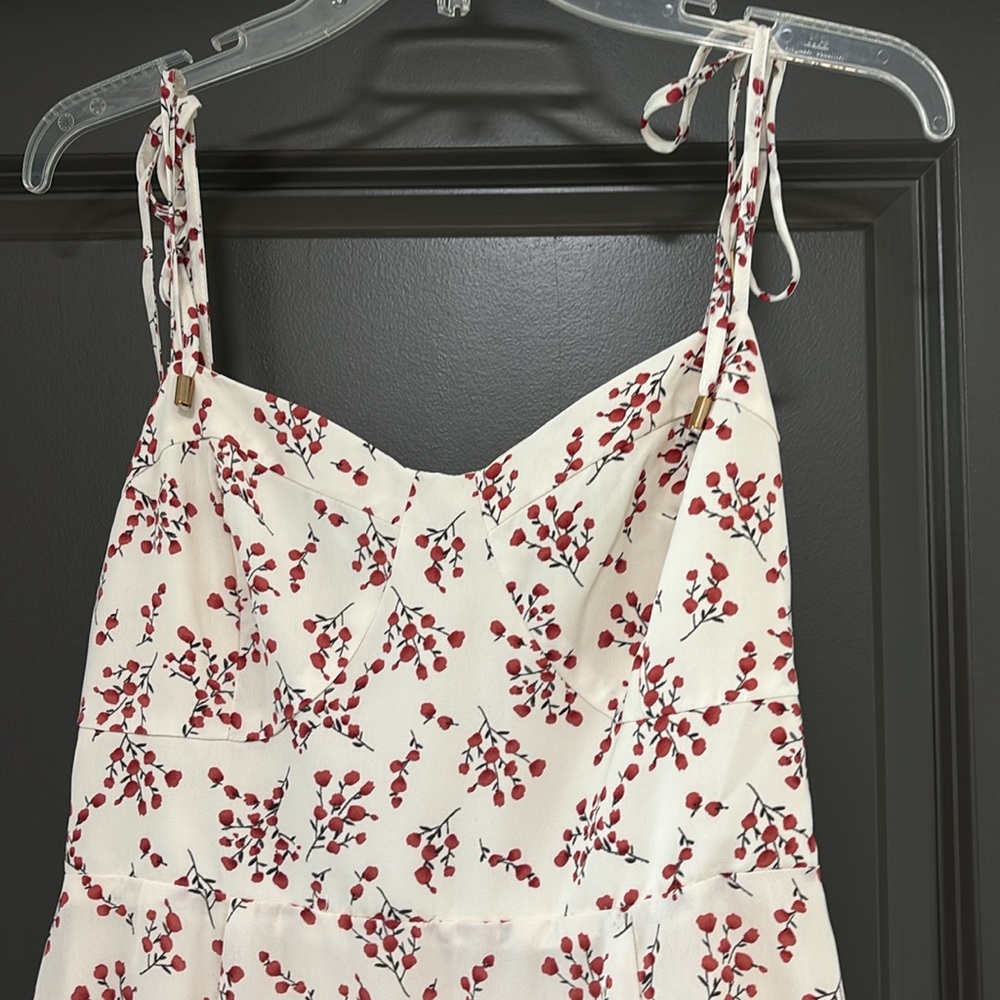 Here Comes The Sun cream red floral dress L - Picture 2 of 5
